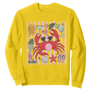 Funny Crab Tropical Summer Vacation Gift Sweatshirt Striped Summer Beach Vibes TS12 Daisy Print Your Wear