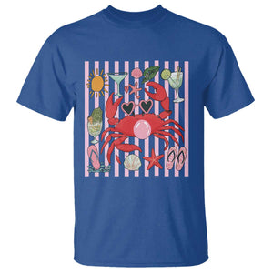 Funny Crab Tropical Summer Vacation Gift T Shirt Striped Summer Beach Vibes TS12 Royal Blue Print Your Wear