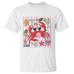 Funny Crab Tropical Summer Vacation Gift T Shirt Striped Summer Beach Vibes TS12 White Print Your Wear