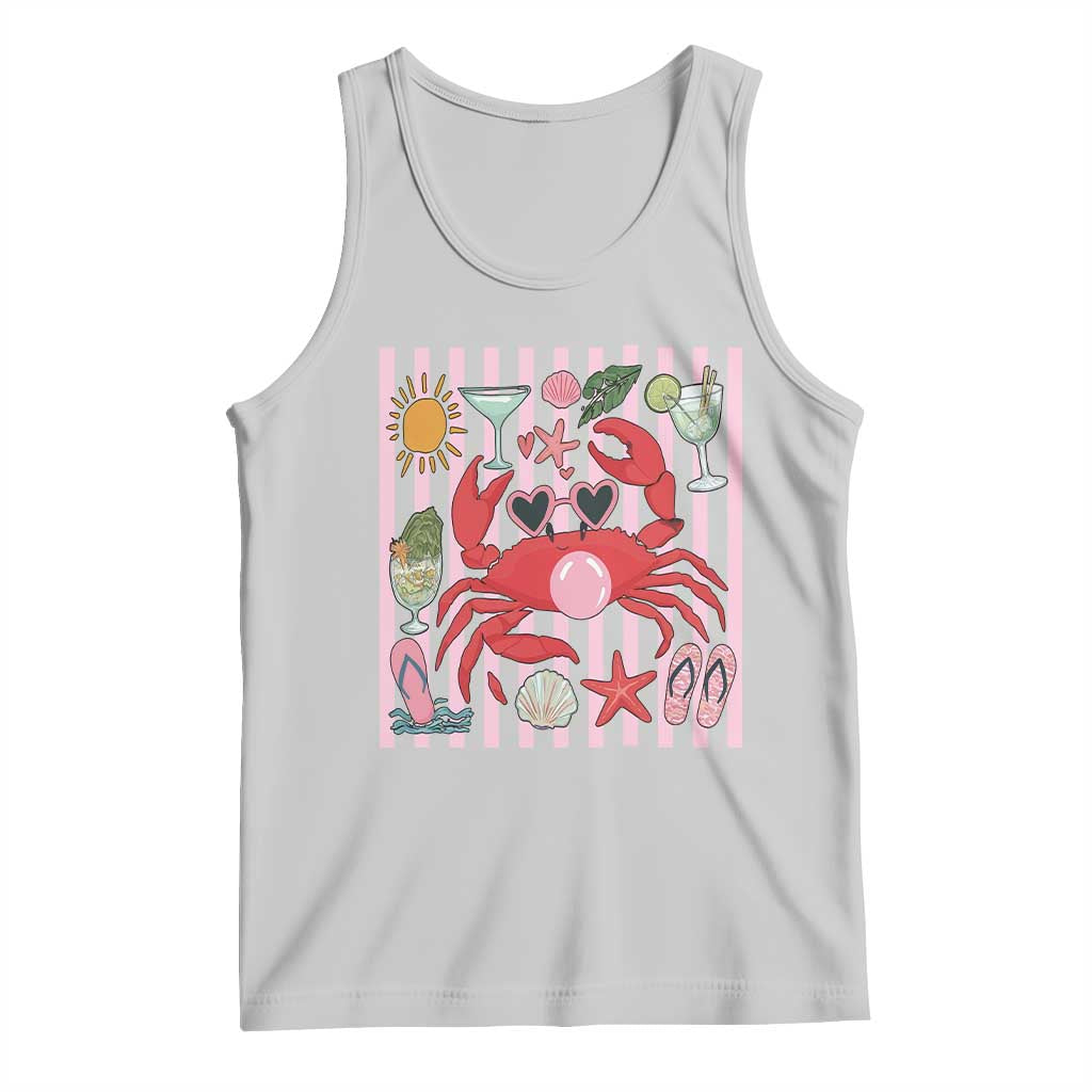 Funny Crab Tropical Summer Vacation Gift Tank Top Striped Summer Beach Vibes TS12 Ash Print Your Wear