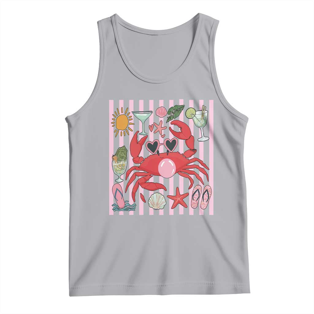 Funny Crab Tropical Summer Vacation Gift Tank Top Striped Summer Beach Vibes TS12 Athletic Heather Print Your Wear