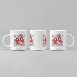 Funny Crab Tropical Summer Vacation Gift Coffee Mug Striped Summer Beach Vibes TS12 Print Your Wear