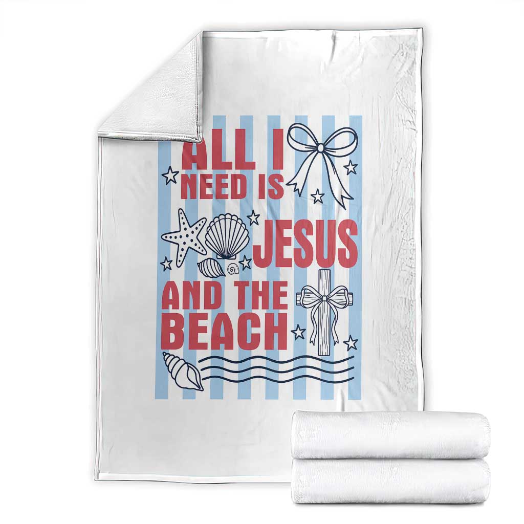 All I Need Is Jesus And The Beach Throw Blanket Striped Christian Summer Graphic TS12 White Print Your Wear