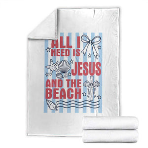 All I Need Is Jesus And The Beach Throw Blanket Striped Christian Summer Graphic TS12 White Print Your Wear