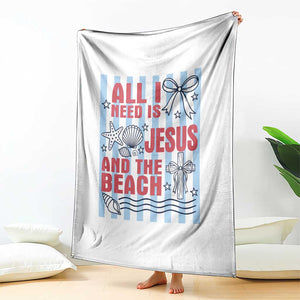 All I Need Is Jesus And The Beach Throw Blanket Striped Christian Summer Graphic TS12 Print Your Wear