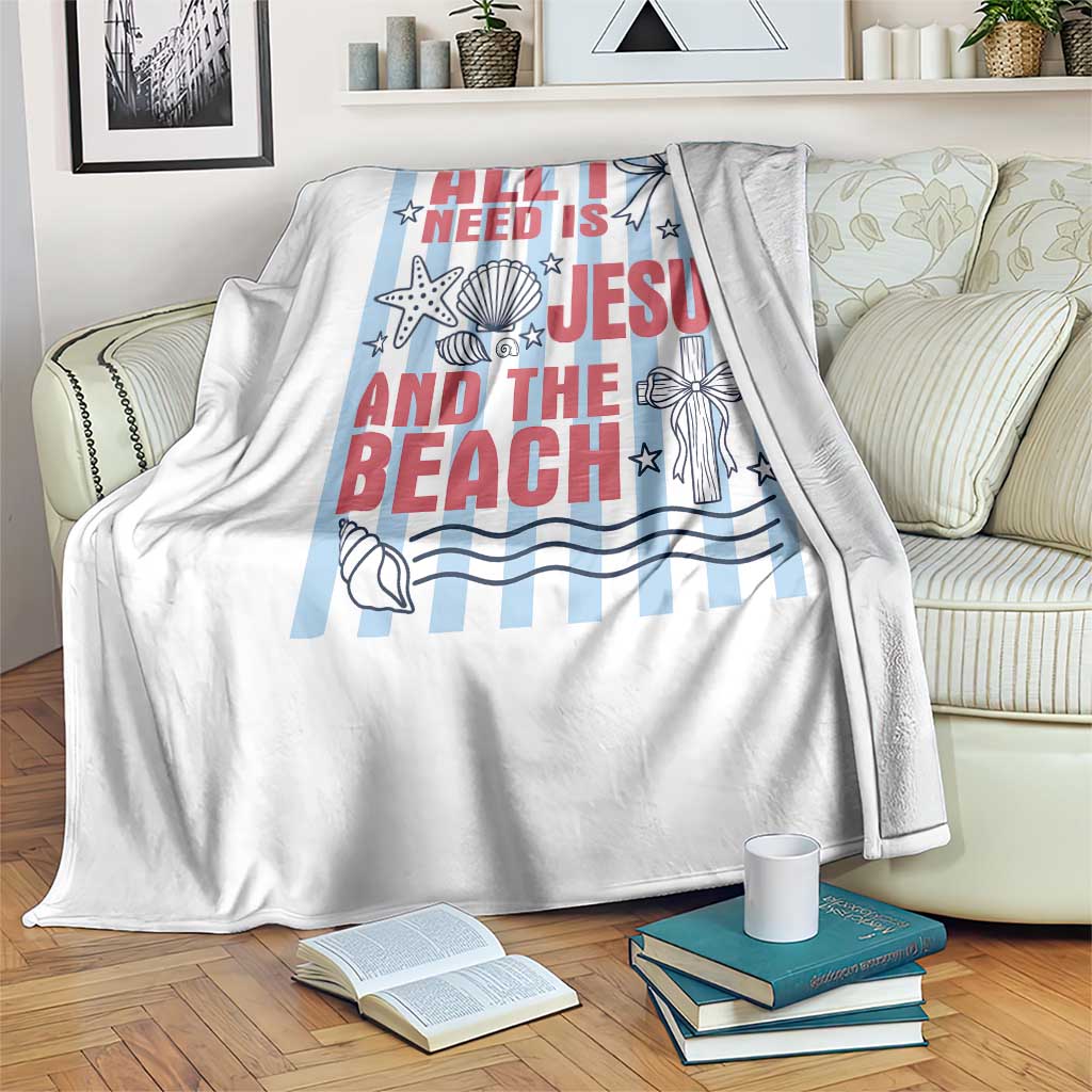 All I Need Is Jesus And The Beach Throw Blanket Striped Christian Summer Graphic TS12 Print Your Wear