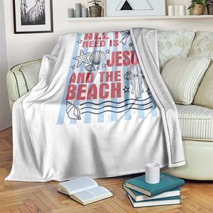 All I Need Is Jesus And The Beach Throw Blanket Striped Christian Summer Graphic TS12 Print Your Wear
