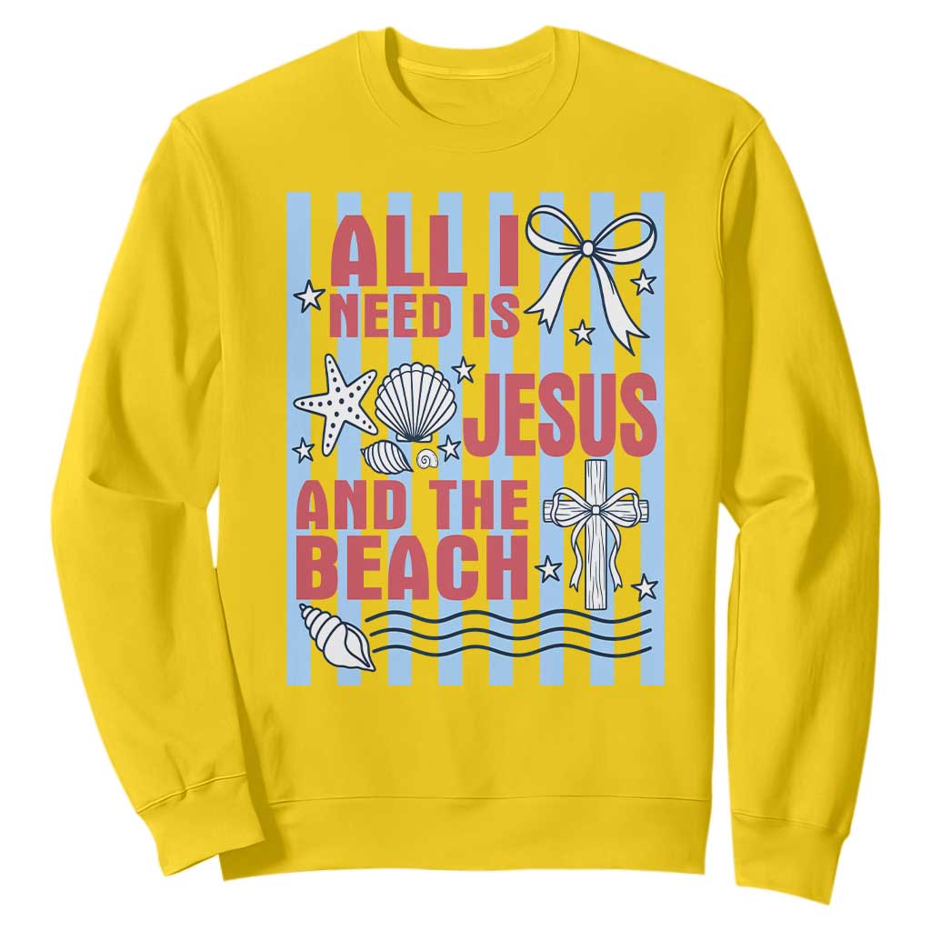All I Need Is Jesus And The Beach Sweatshirt Striped Christian Summer Graphic TS12 Daisy Print Your Wear