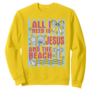 All I Need Is Jesus And The Beach Sweatshirt Striped Christian Summer Graphic TS12 Daisy Print Your Wear