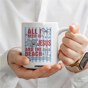 All I Need Is Jesus And The Beach Coffee Mug Striped Christian Summer Graphic TS12 Print Your Wear