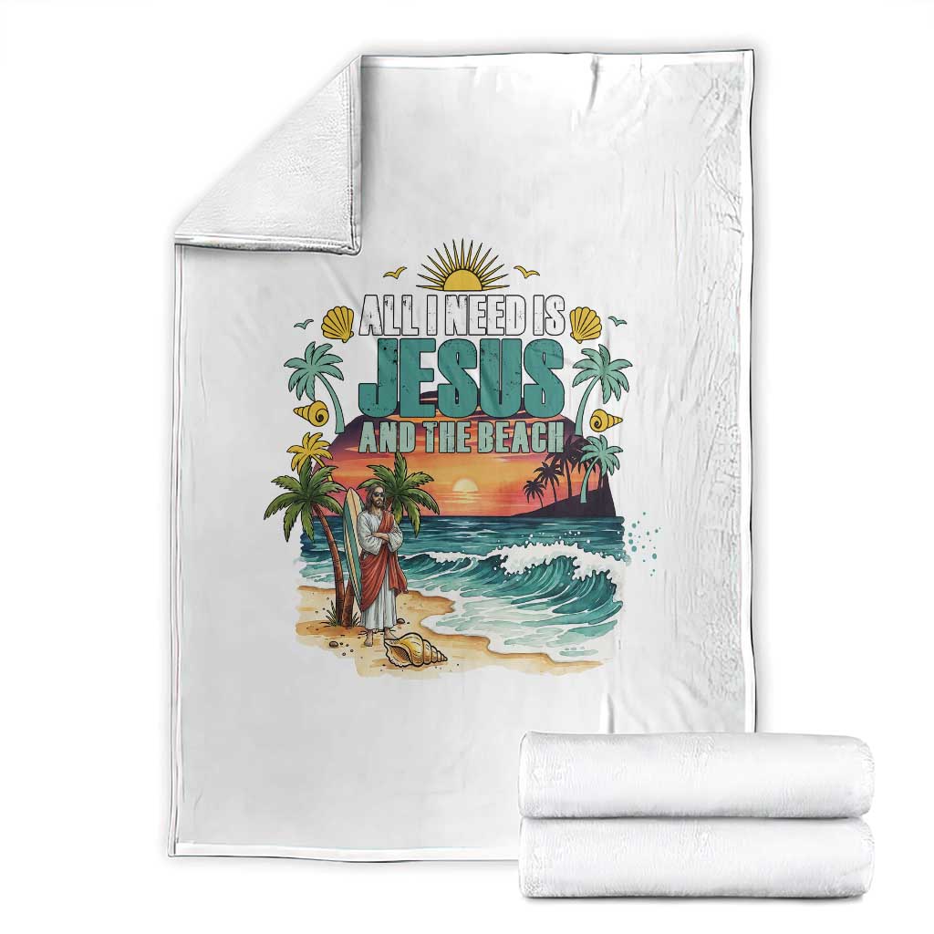 All I Need Is Jesus And The Beach Throw Blanket Christian Summer Faith Graphic TS12 White Print Your Wear