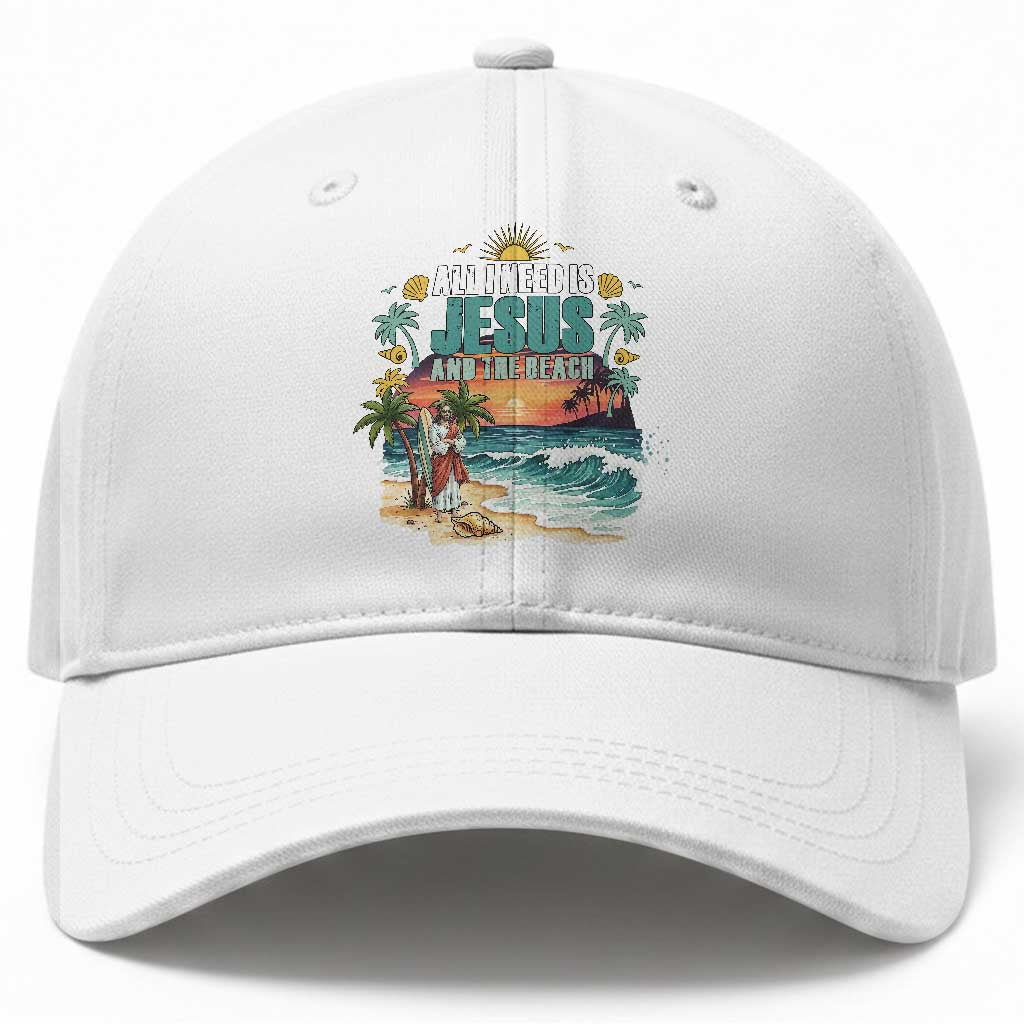 All I Need Is Jesus And The Beach Baseball Cap Christian Summer Faith Graphic TS12 Print Your Wear