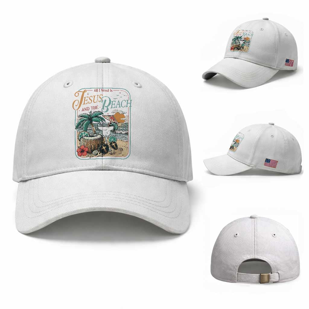 Funny Christian Beach Gift Baseball Cap All I Need Is Jesus And The Beach TS12 Baseball Cap Universal Fit White Print Your Wear