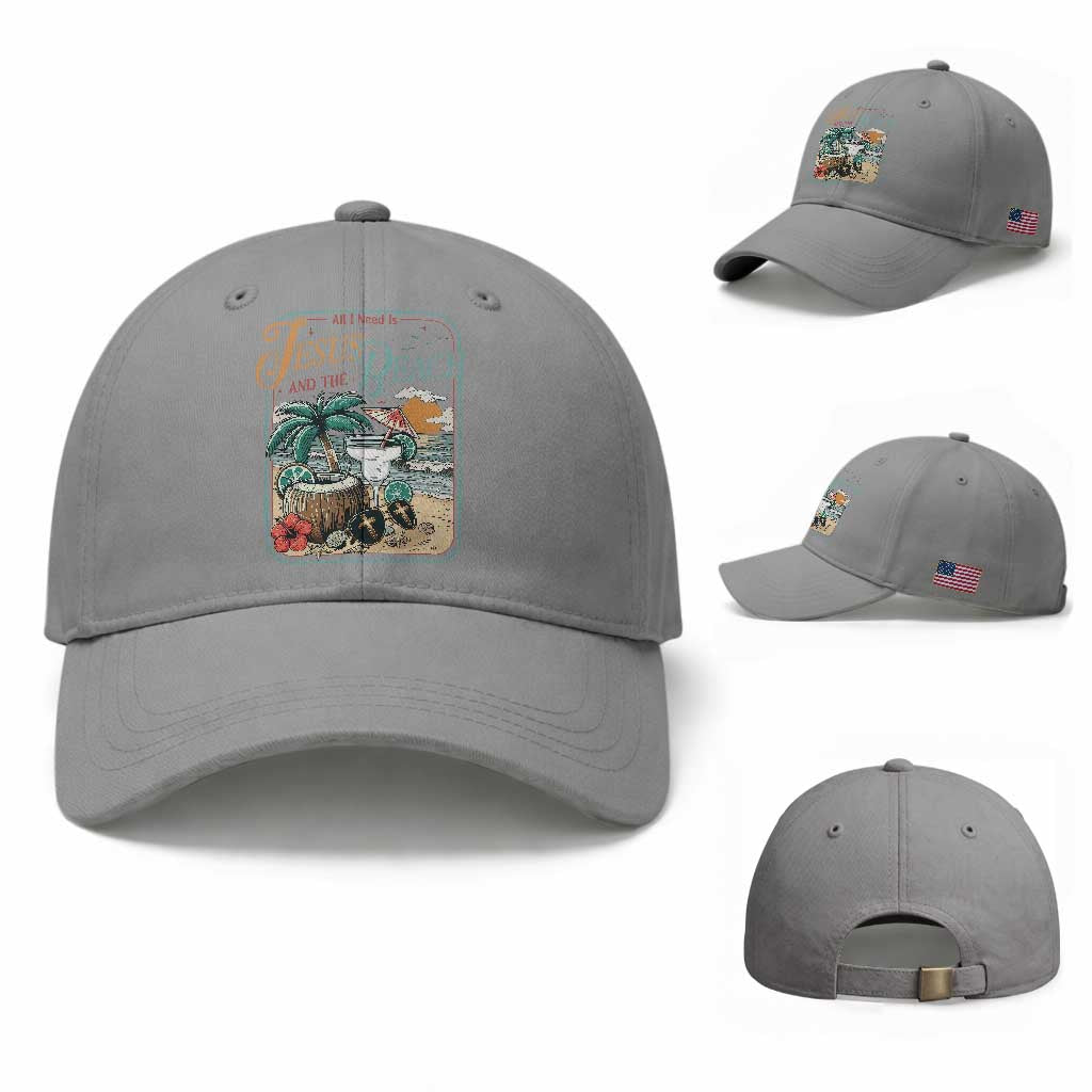 Funny Christian Beach Gift Baseball Cap All I Need Is Jesus And The Beach TS12 Baseball Cap Universal Fit Sport Gray Print Your Wear