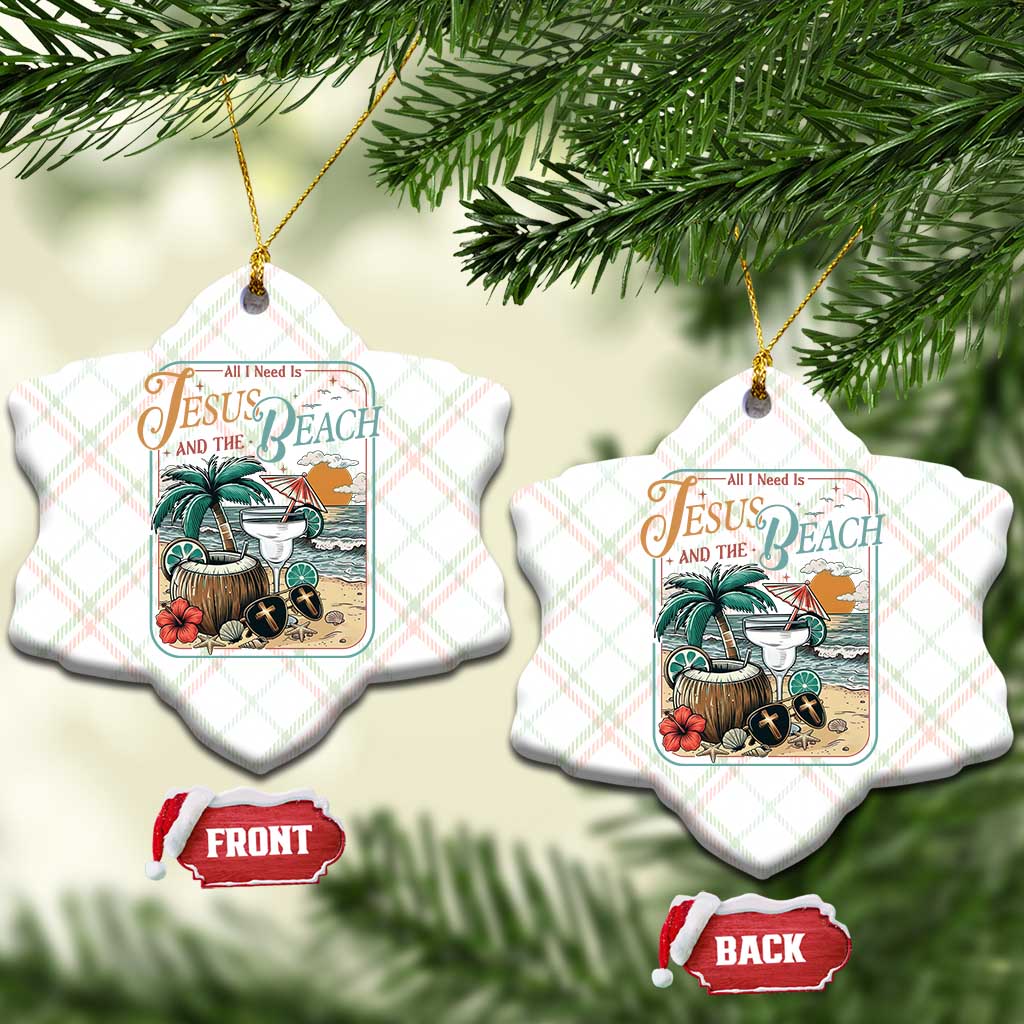 Funny Christian Beach Gift Ceramic Ornament All I Need Is Jesus And The Beach TS12 Print Your Wear