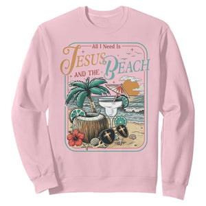 Funny Christian Beach Gift Sweatshirt All I Need Is Jesus And The Beach TS12 Light Pink Print Your Wear