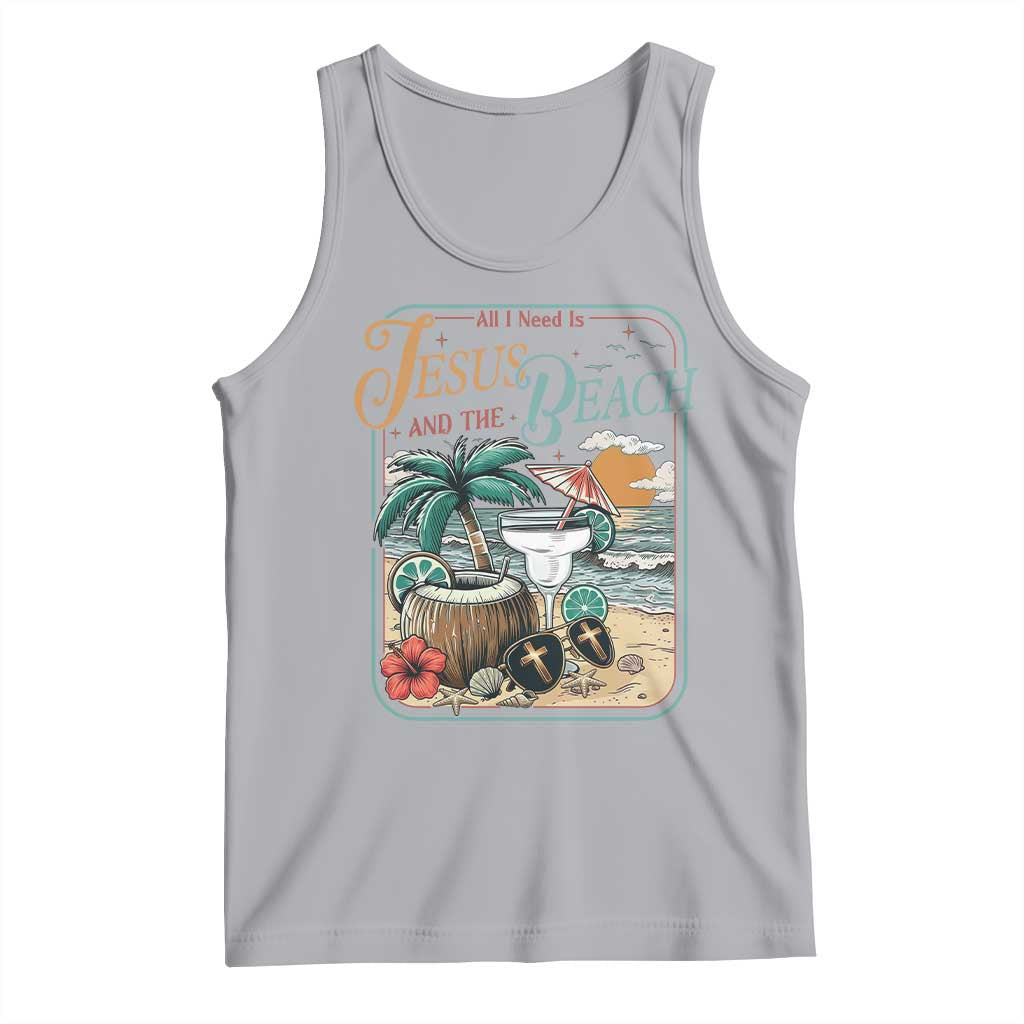 Funny Christian Beach Gift Tank Top All I Need Is Jesus And The Beach TS12 Athletic Heather Print Your Wear