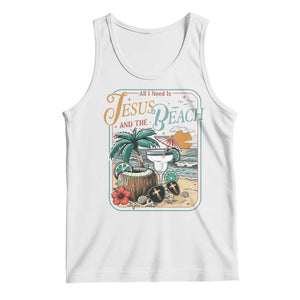 Funny Christian Beach Gift Tank Top All I Need Is Jesus And The Beach TS12 White Print Your Wear