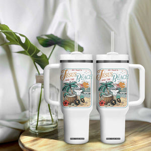 Funny Christian Beach Gift Tumbler With Handle All I Need Is Jesus And The Beach TS12 Print Your Wear