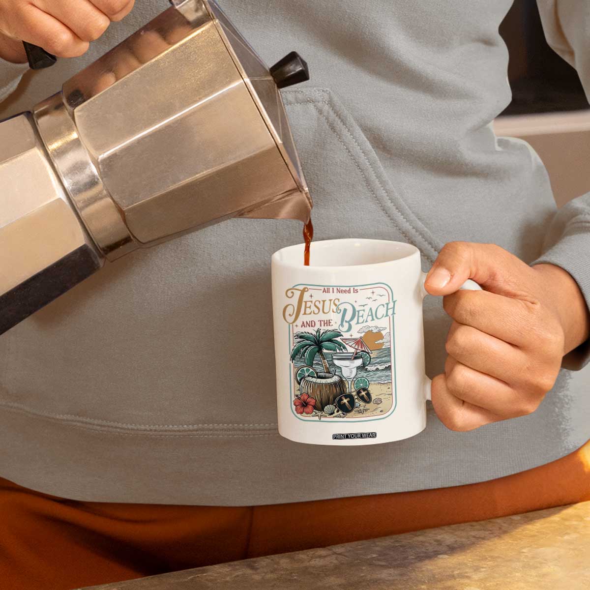 Funny Christian Beach Gift Coffee Mug All I Need Is Jesus And The Beach TS12 Print Your Wear