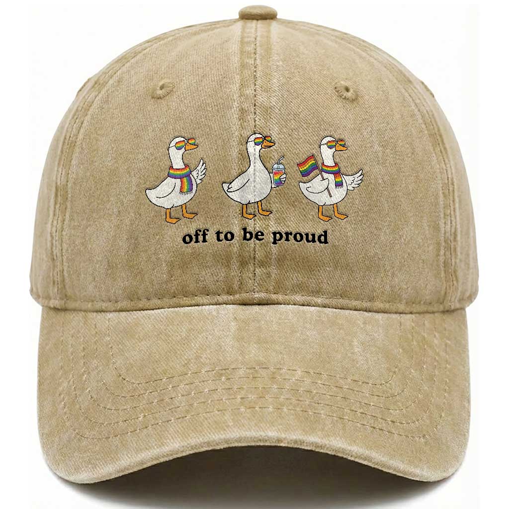 Funny Pride Goose Off To Be Proud Washed Cotton Baseball Cap LGBTQ Advocate Gift TS12 Print Your Wear