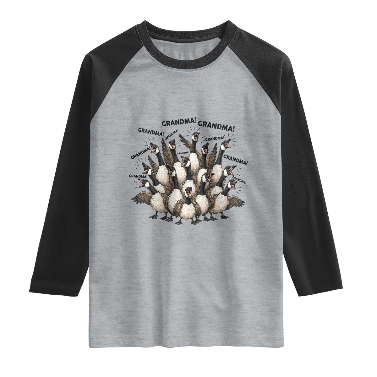 Funny Silly Goose Grandma Raglan Shirt Chaos Coordinator Grandma Life Graphic TS12 Heather Gray Black Print Your Wear