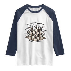 Funny Silly Goose Grandma Raglan Shirt Chaos Coordinator Grandma Life Graphic TS12 White Navy Print Your Wear