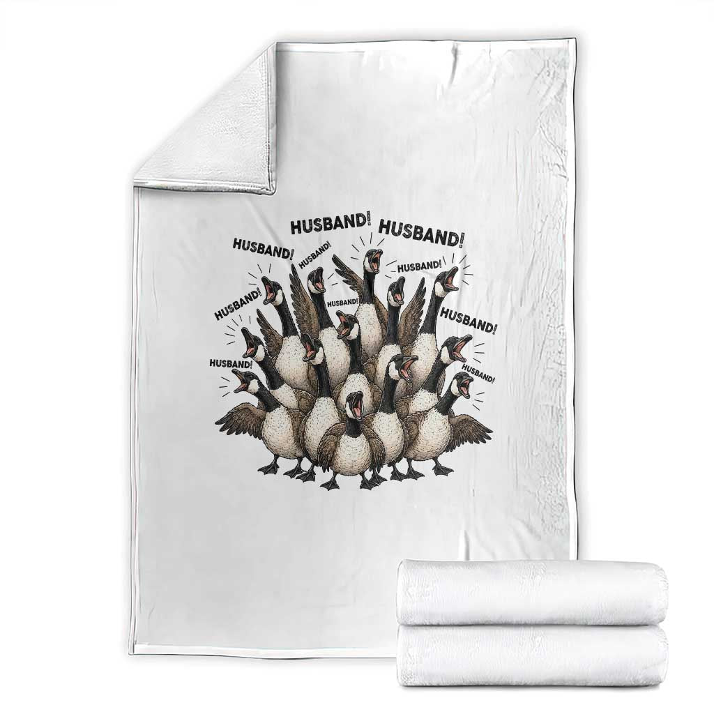Silly Goose Husband Throw Blanket Funny Marriage Chaos Husbandhood TS12 White Print Your Wear