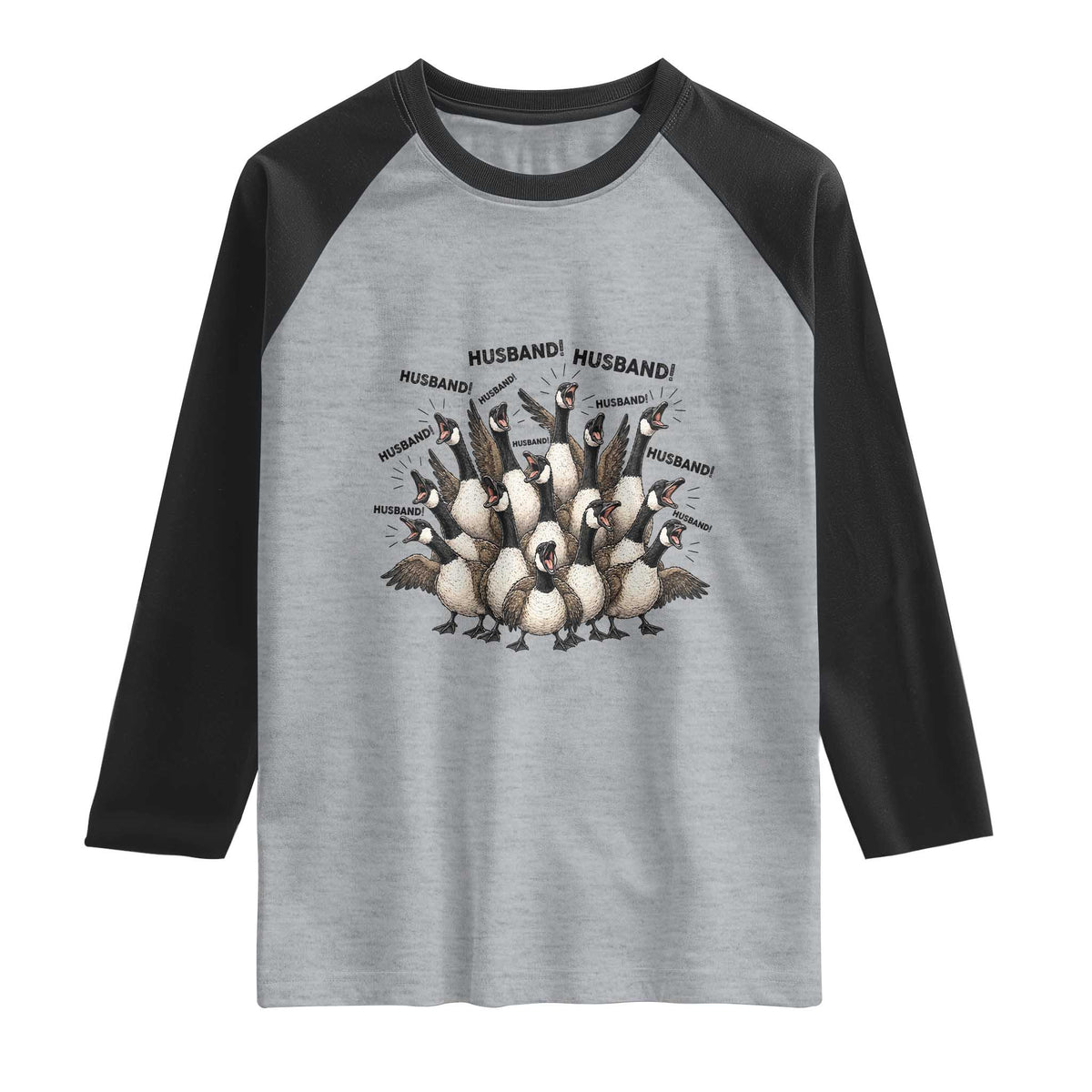Silly Goose Husband Raglan Shirt Funny Marriage Chaos Husbandhood TS12 Heather Gray Black Print Your Wear
