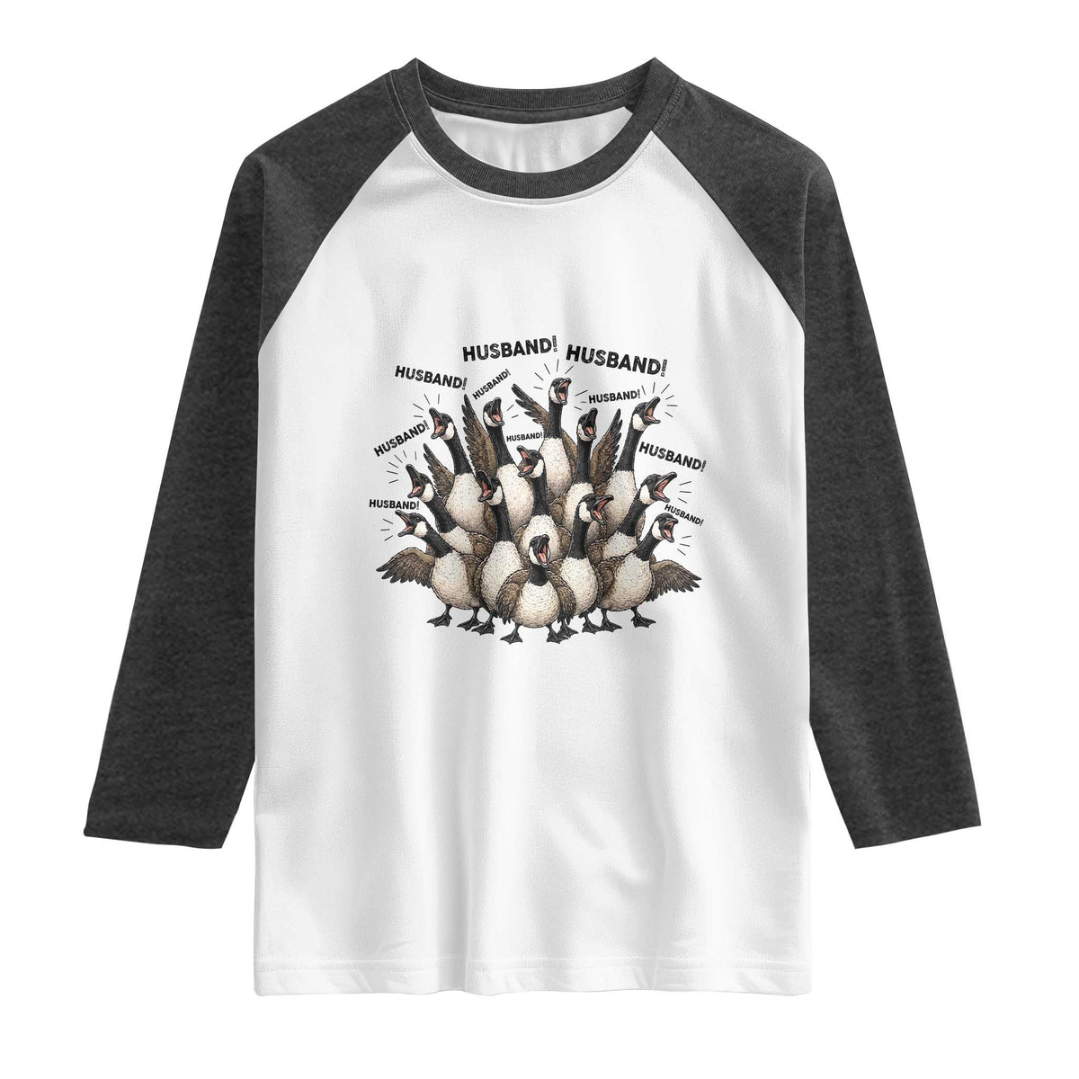 Silly Goose Husband Raglan Shirt Funny Marriage Chaos Husbandhood TS12 White Heather Charcoal Print Your Wear