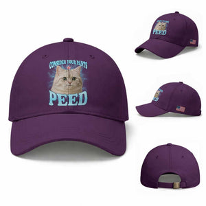 Funny Cat Baseball Cap Consider Your Pants Peed Meme Saying TS12 Baseball Cap Universal Fit Purple Print Your Wear