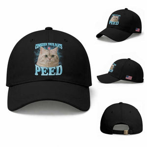 Funny Cat Baseball Cap Consider Your Pants Peed Meme Saying TS12 Baseball Cap Universal Fit Black Print Your Wear