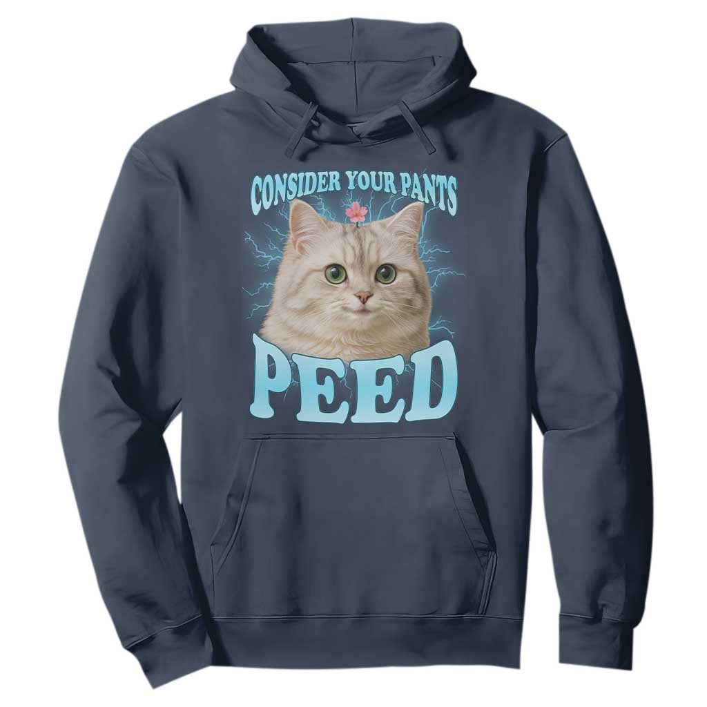 Funny Cat Hoodie Consider Your Pants Peed Meme Saying TS12 Navy Print Your Wear