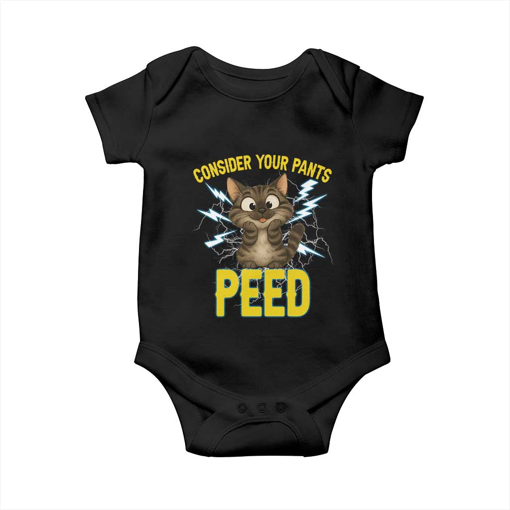 Funny Cat Lover Baby Onesie Consider Your Pants Peed Quote TS12 Black Print Your Wear