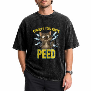Funny Cat Lover Washed Cotton T-Shirt Consider Your Pants Peed Quote