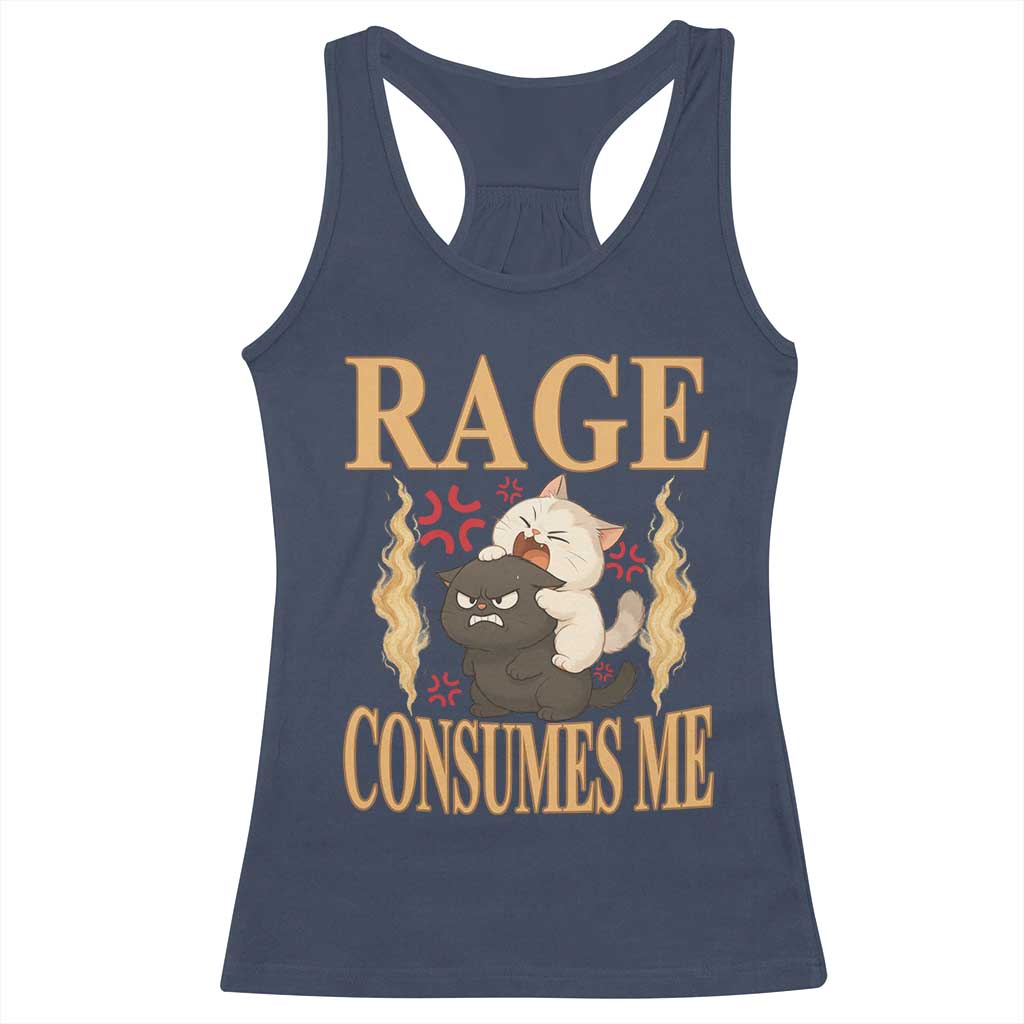 Cute Cat Racerback Tank Top Rage Is Consuming Me TS12 Navy Print Your Wear