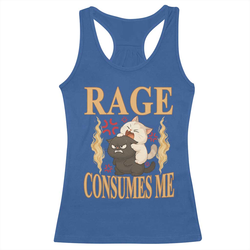 Cute Cat Racerback Tank Top Rage Is Consuming Me TS12 Royal Blue Print Your Wear