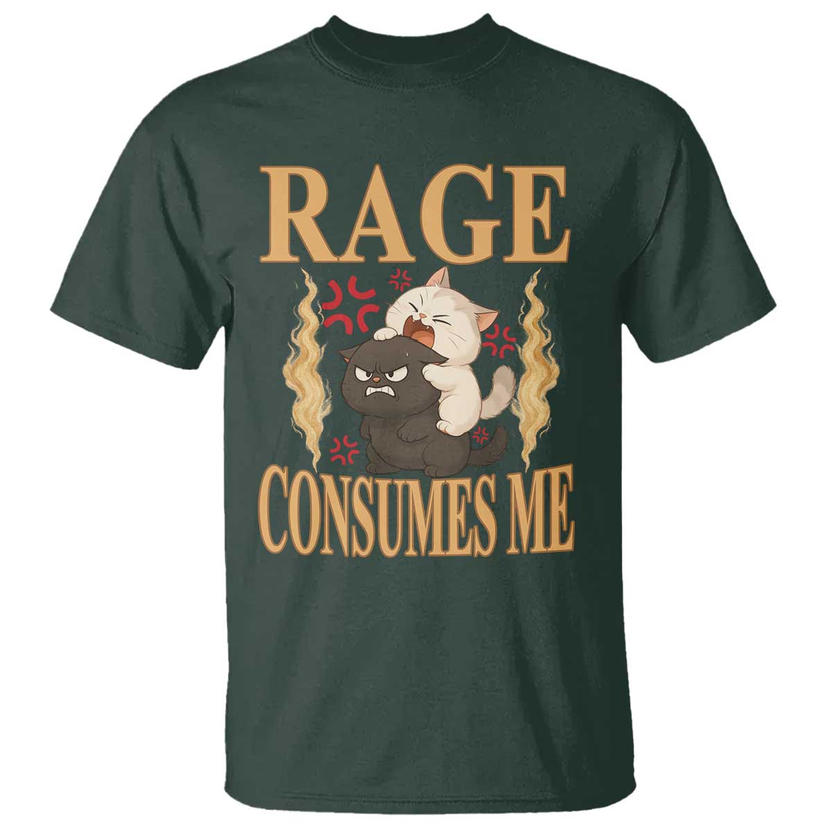 Cute Cat T Shirt Rage Is Consuming Me TS12 Dark Forest Green Print Your Wear