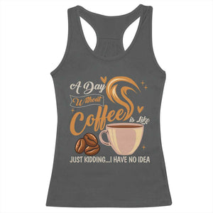 Coffee Lover Racerback Tank Top A Day Without Coffee I Have No Idea TS12 Dark Heather Print Your Wear