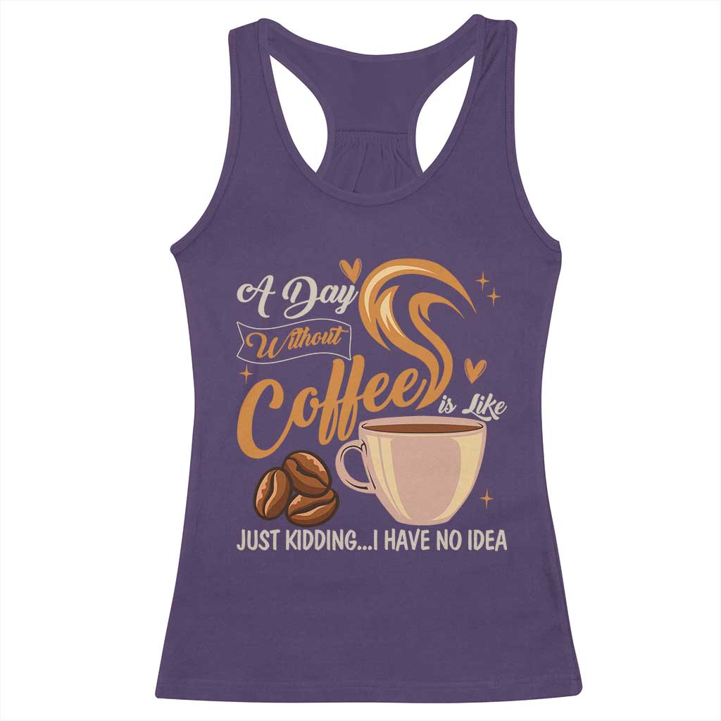 Coffee Lover Racerback Tank Top A Day Without Coffee I Have No Idea TS12 Purple Print Your Wear