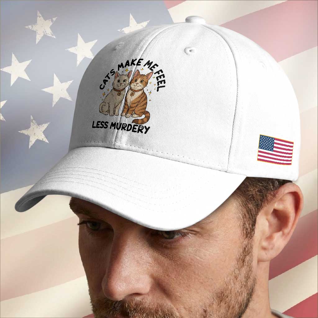 Sarcastic Cat Lover Baseball Cap Cats Make Me Feel Less Murdery TS12 Print Your Wear