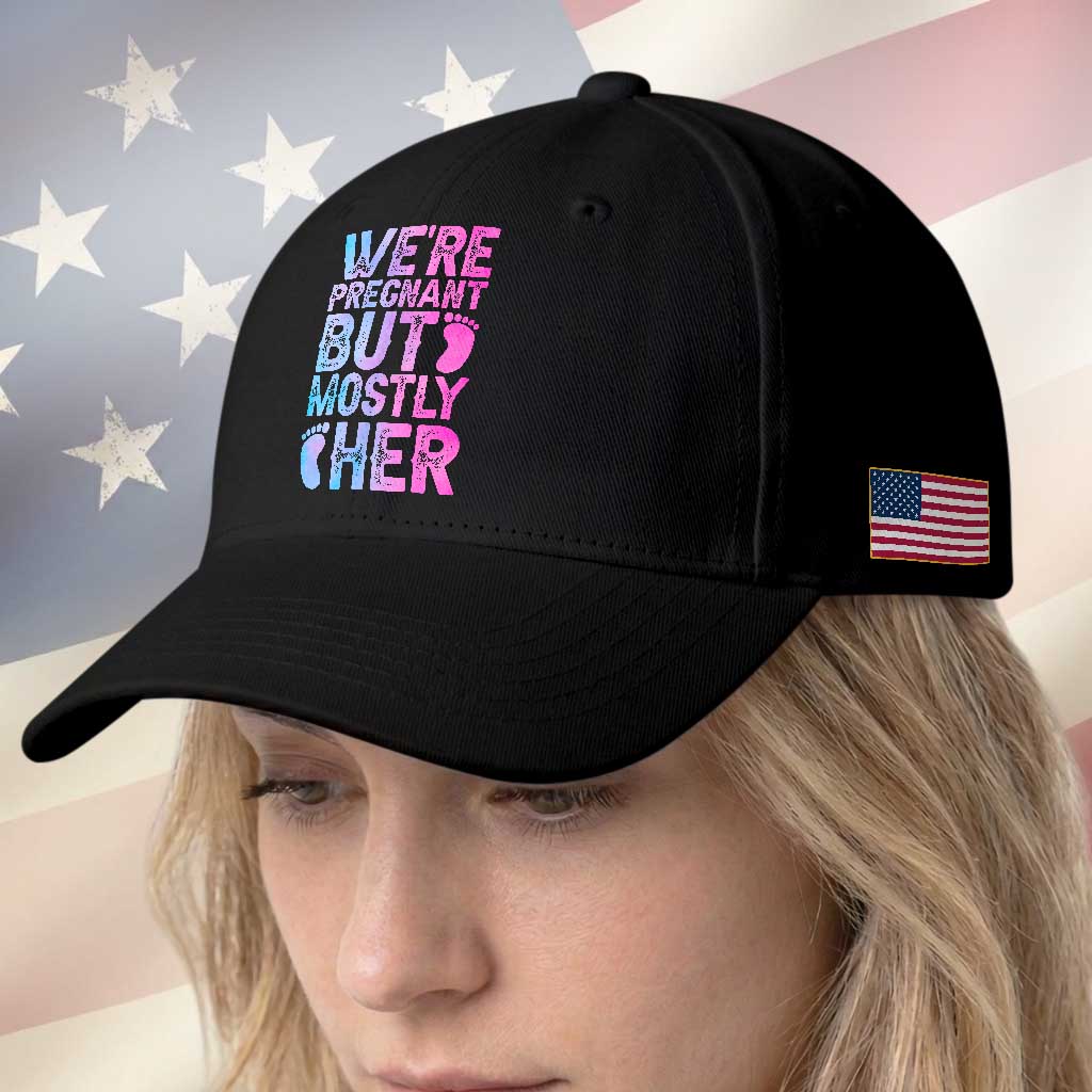 Funny First Time Parents Gift Baseball Cap We Are Pregnant But Mostly Her TS12 Print Your Wear