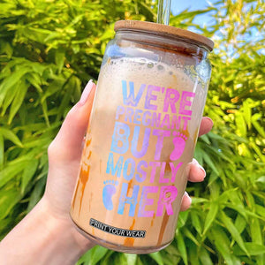 Funny First Time Parents Gift Glass Can We Are Pregnant But Mostly Her TS12 Black Print Your Wear