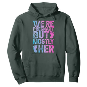 Funny First Time Parents Gift Hoodie We Are Pregnant But Mostly Her TS12 Dark Forest Green Print Your Wear
