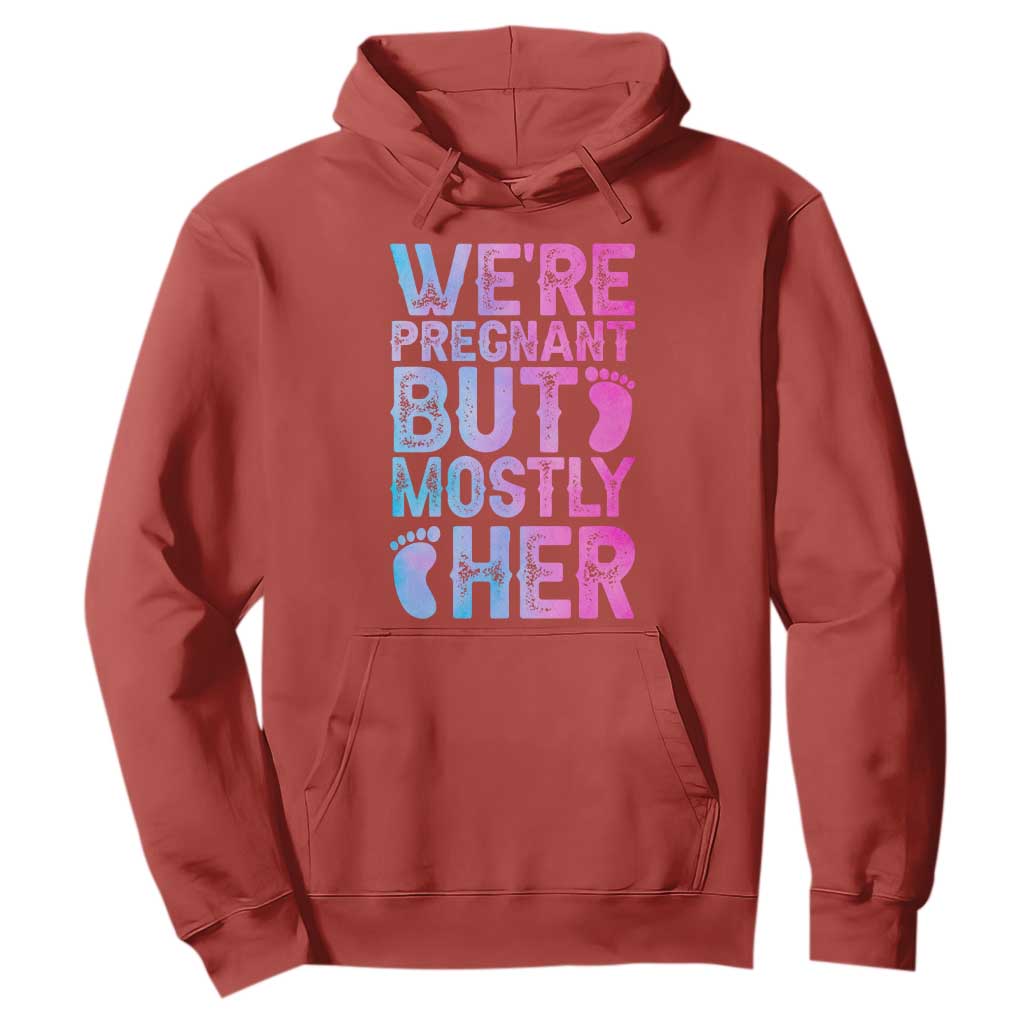 Funny First Time Parents Gift Hoodie We Are Pregnant But Mostly Her TS12 Red Print Your Wear
