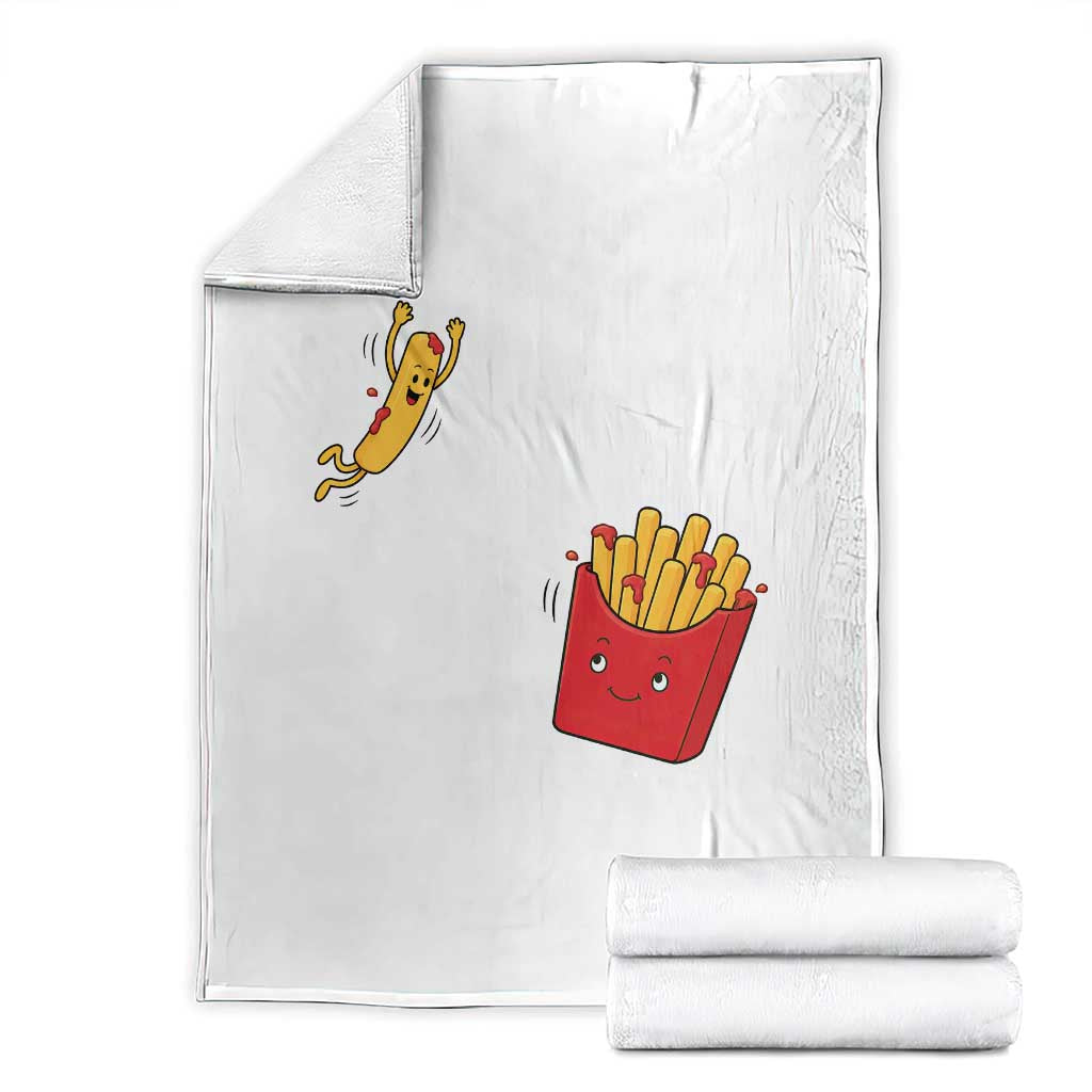 Funny French Fry Jumping Into Fries Box Throw Blanket Fast Food Lover TS12 White Print Your Wear