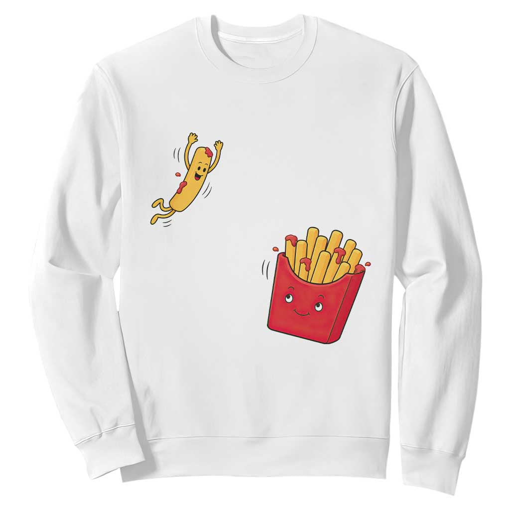 Funny French Fry Jumping Into Fries Box Sweatshirt Fast Food Lover TS12 White Print Your Wear