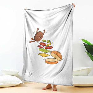 Funny Burger Ingredients Flying Into Bun Throw Blanket Fast Food Lover Gift TS12 Print Your Wear