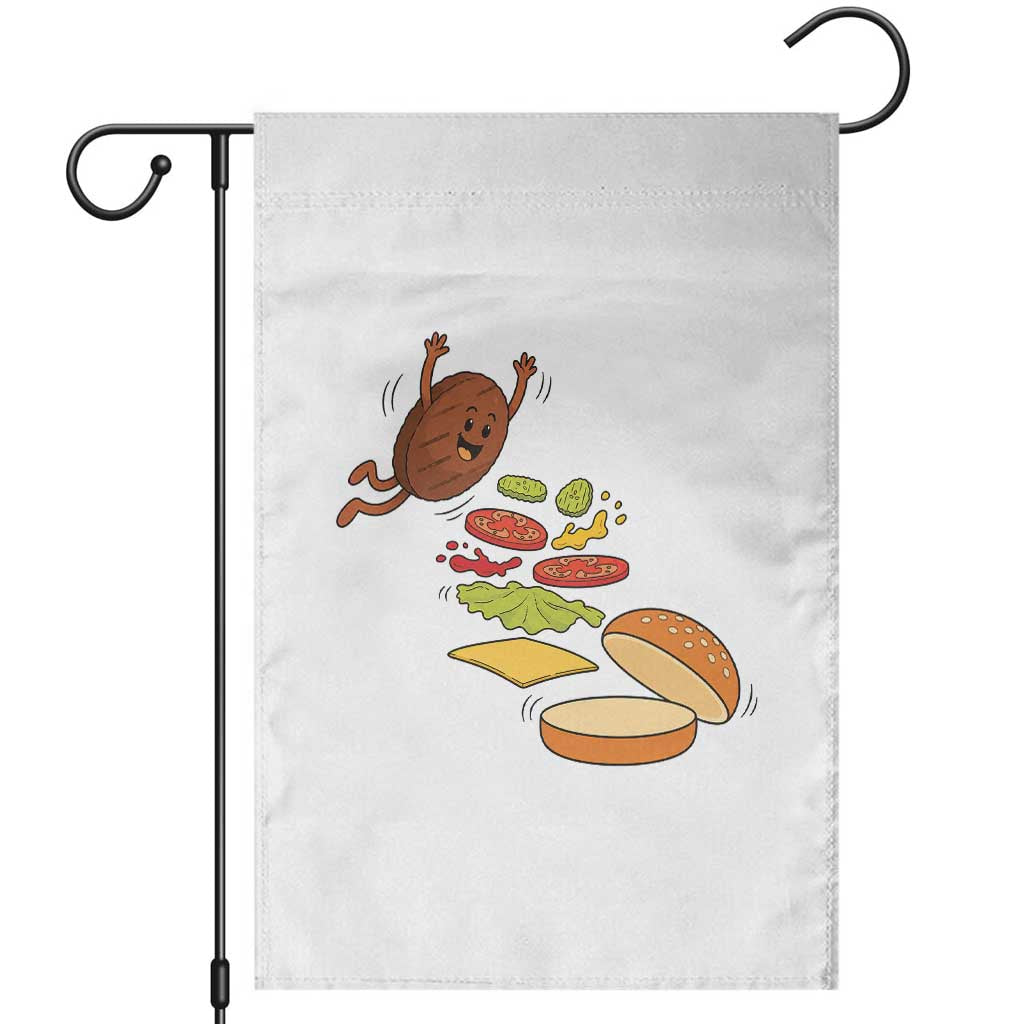 Funny Burger Ingredients Flying Into Bun Garden Flag Fast Food Lover Gift TS12 White Print Your Wear