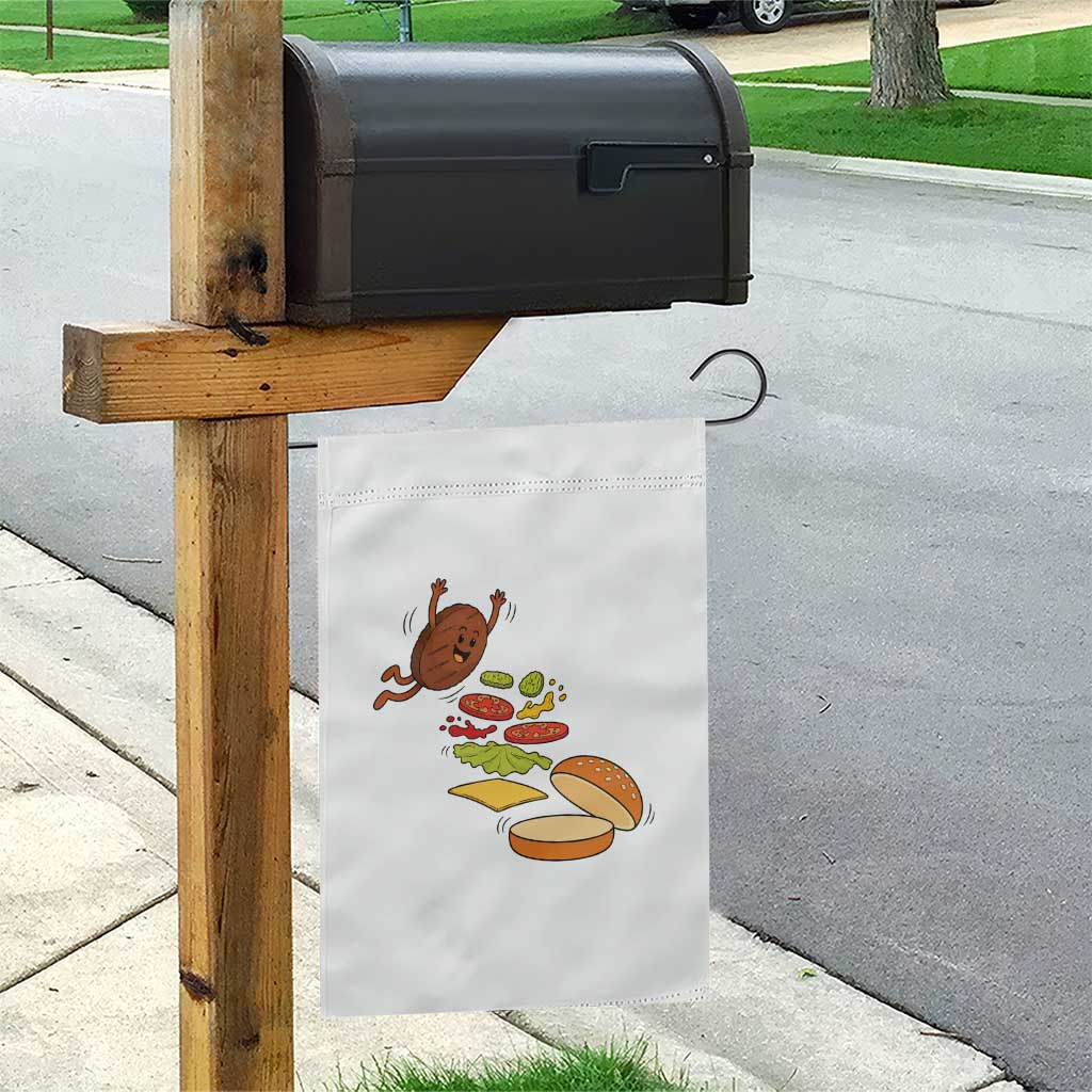 Funny Burger Ingredients Flying Into Bun Garden Flag Fast Food Lover Gift TS12 Print Your Wear